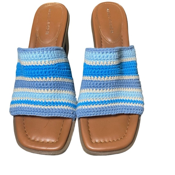 Marc Fisher Shoes - Marc Fisher Blue and White‎ Striped platform sandals size 8.5